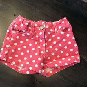 EUC Mini Boden pink polka dot shorts